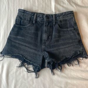 Alexander Wang BITE ZIP high rise denim jean shorts back zipper up size 24 black